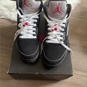Jordan Black and White Sneakers with Red Accents
